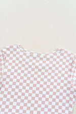 Checkered Ribbed Slim Fit Crew Neck T Shirt