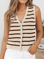 Striped V-Neck Knit Vest
