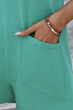 Mandy Round Neck Sleeveless Front Pocket Romper