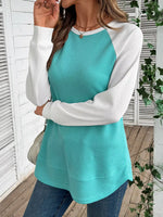 Waffle Knit Raglan Sleeve T-Shirt