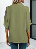 Johnny Collar Texture Blouse