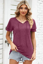 Tie Waist Flutter Sleeve Blouse