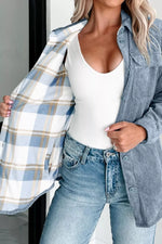 Corduroy Plaid Button-Up Shacket