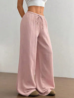 Wide Leg Drawstring Casual Pants