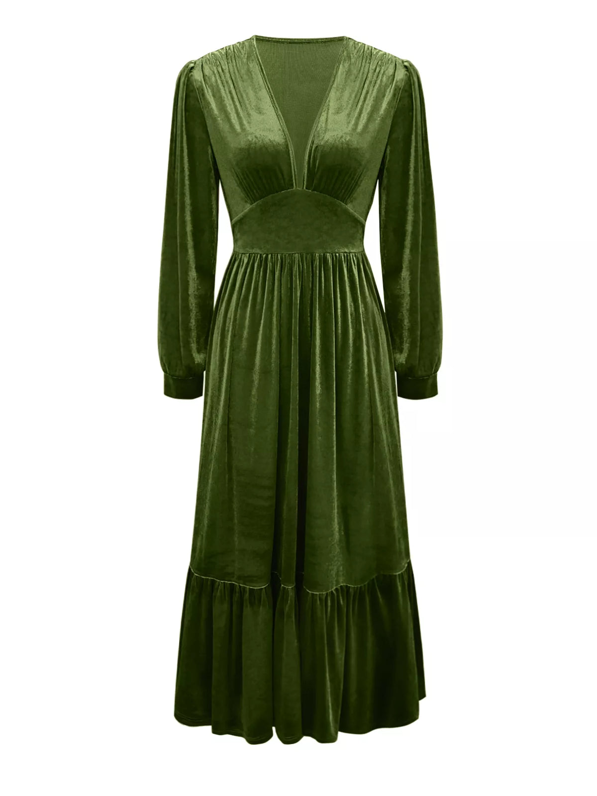 Ruffled Hem Long Sleeve Dress