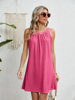 Eyelet Round Neck Sleeveless Dress
