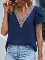 V-Neck Petal Sleeve Blouse