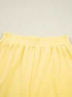 Color Block Patchwork Half Button Top and Shorts 2pcs Set