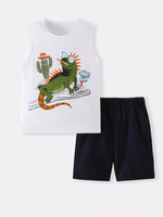Children's Lizard Graphic Tank Top & Shorts Set