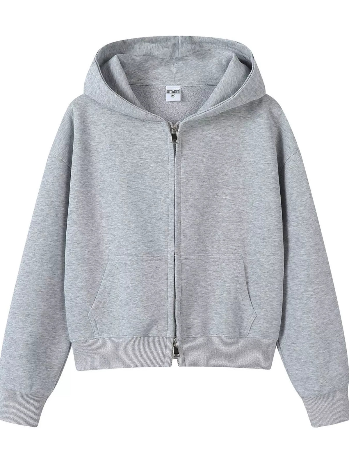 Full Size Casual Zip-Up Long Sleeve Hoodie Plus Size