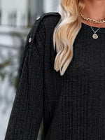 Boat Neck Ribbed Knit T-Shirt