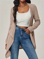 Ribbed Knit Open Front Cardigan