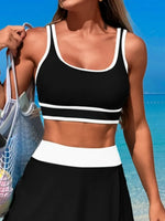 Scoop Neck Top and Skort Swim Set