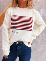 Striped Round Neck Long Sleeve Sweater