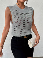 Hollow Out Round Neck Knit Tank