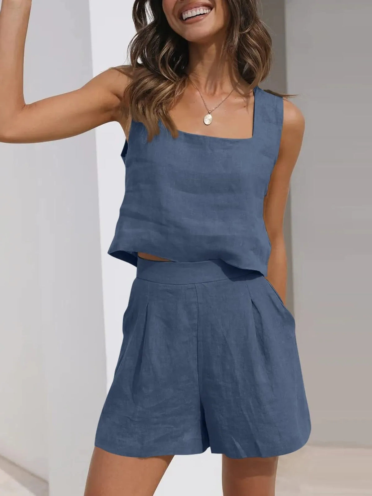 Square Neck Tank and Shorts Set