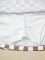 Checkered Print Polo Collar Cropped Long Sleeve Top and Drawstring Mini Skirt Set