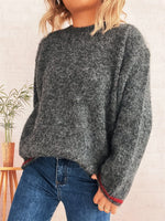 Contrast Trim Round Neck Cozy Sweater