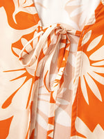 Printed Tie Back Balloon Sleeve Blouse