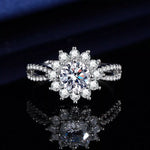 1 Carat Moissanite 925 Sterling Silver Flower Ring