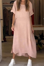Full Size Relaxed Fit Short Sleeves Dress Plus Size