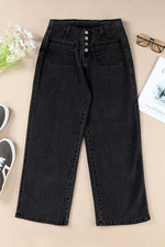 High-Waisted Button-Fly Wide-Leg Jeans