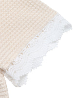 Lace Trim Waffle Knit T-Shirt