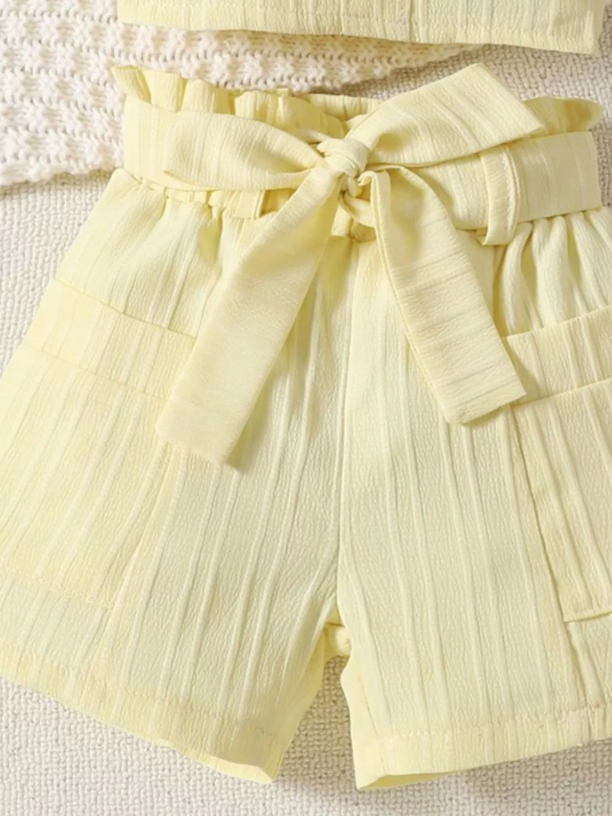 Children's Ribbed Ruffle Trim Top & Shorts Set