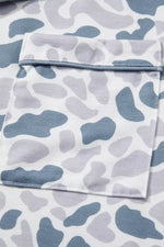 Camouflage Print Lapel Shirt Drawstring 2pcs Short Pajama Set