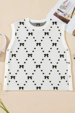 Bow Round Neck Sweater Vest