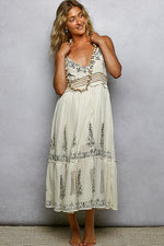 POL Smocked Waistband Floral Midi Cami Dress
