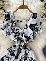 Floral Print Wide Leg Pleated Jumpsuit