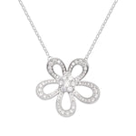 925 Sterling Silver Flower Pendant Necklace
