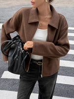 Zip-Up Dropped Shoulder Jacket