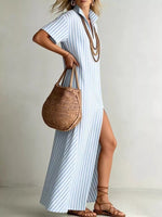 Full Size Striped Maxi Dress with Side Slit Plus SIze