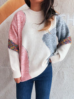 Color Block Dropped Shoulder Sweater