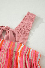 Stripe Ruffled Straps Ribbon Knot Flowy Vacation Maxi Dress