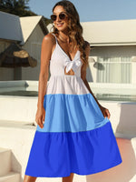 Color Block Tie-Front Midi Dress