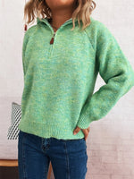 Quarter Zip Ribbed Hem Sweater