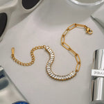 18K Gold-Plated Stainless Steel Rhinestone Chain Bracelet