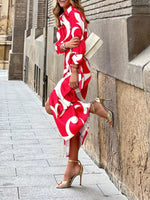 Printed Collared Neck Shirt Dress