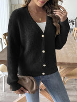 Fuzzy Button-Front Cardigan