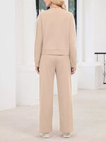 Striped Round Neck Sweatshirt and Pants Set