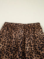 Leopard Print Contrast Trim Long Sleeve Top and Pants Set
