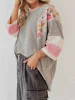 Striped Floral Long Sleeve T-Shirt