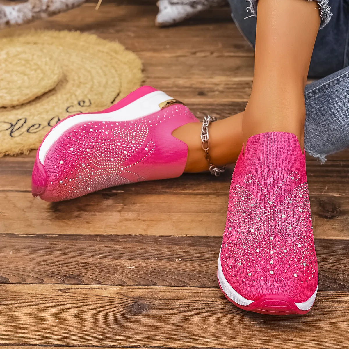 Rhinestone Wedge Sneakers