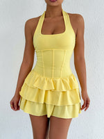 Halter Neck Ruffle Layered Dress