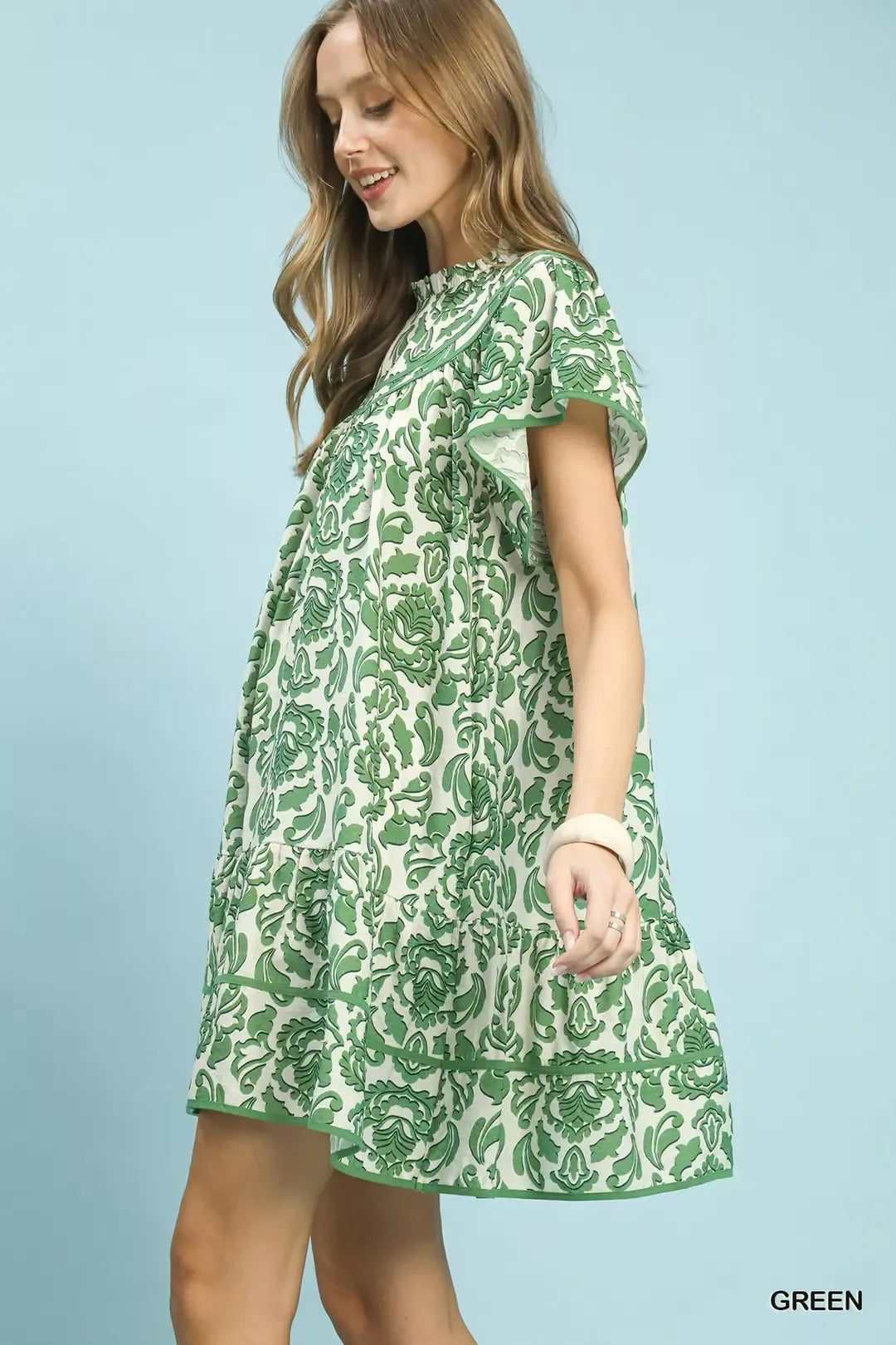 Umgee Abstract Print Babydoll Mini Dress