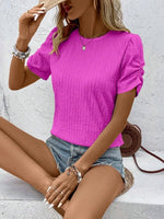 Ruched Round Neck Short Sleeve Top