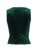 Velvet Lace Trim Button-Down Vest